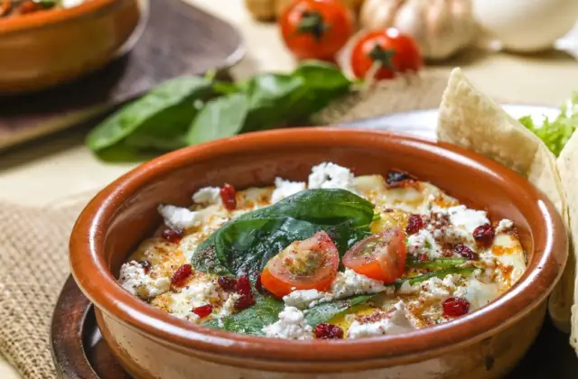 Baked Eggs with Feta & Sourdough &ndash; breakfast on the 7-Day Calorie Deficit Meal Plan