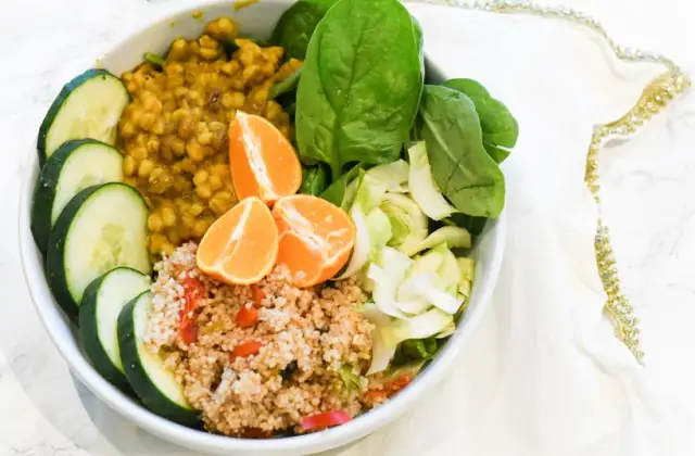 Roasted Vegetable Buddha Bowl with Tofu &ndash; dinner on the 7-Day Vegan Meal Plan